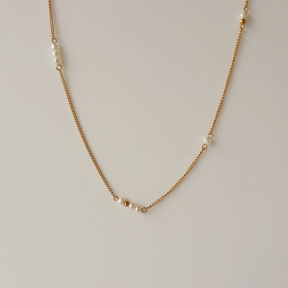 N166 stainless random baroque chain  necklace