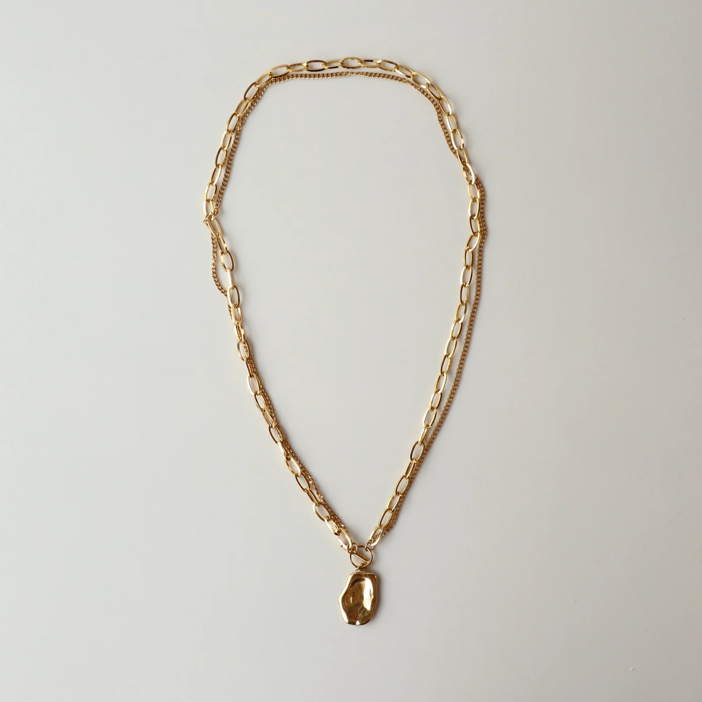 N169 stainless nuance dual chain necklace