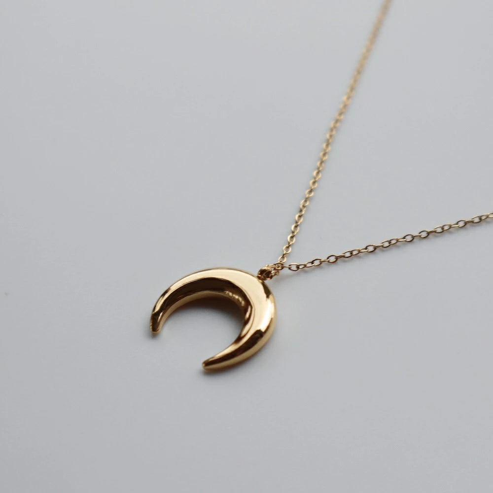N044  stainless moon motif necklace