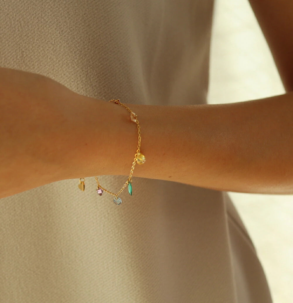 N003 stainless colorful stones bracelet