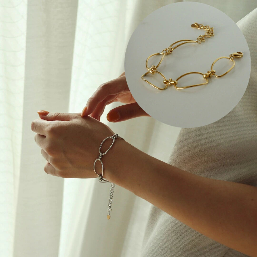 N070 stainless broad beans  chain bracelet