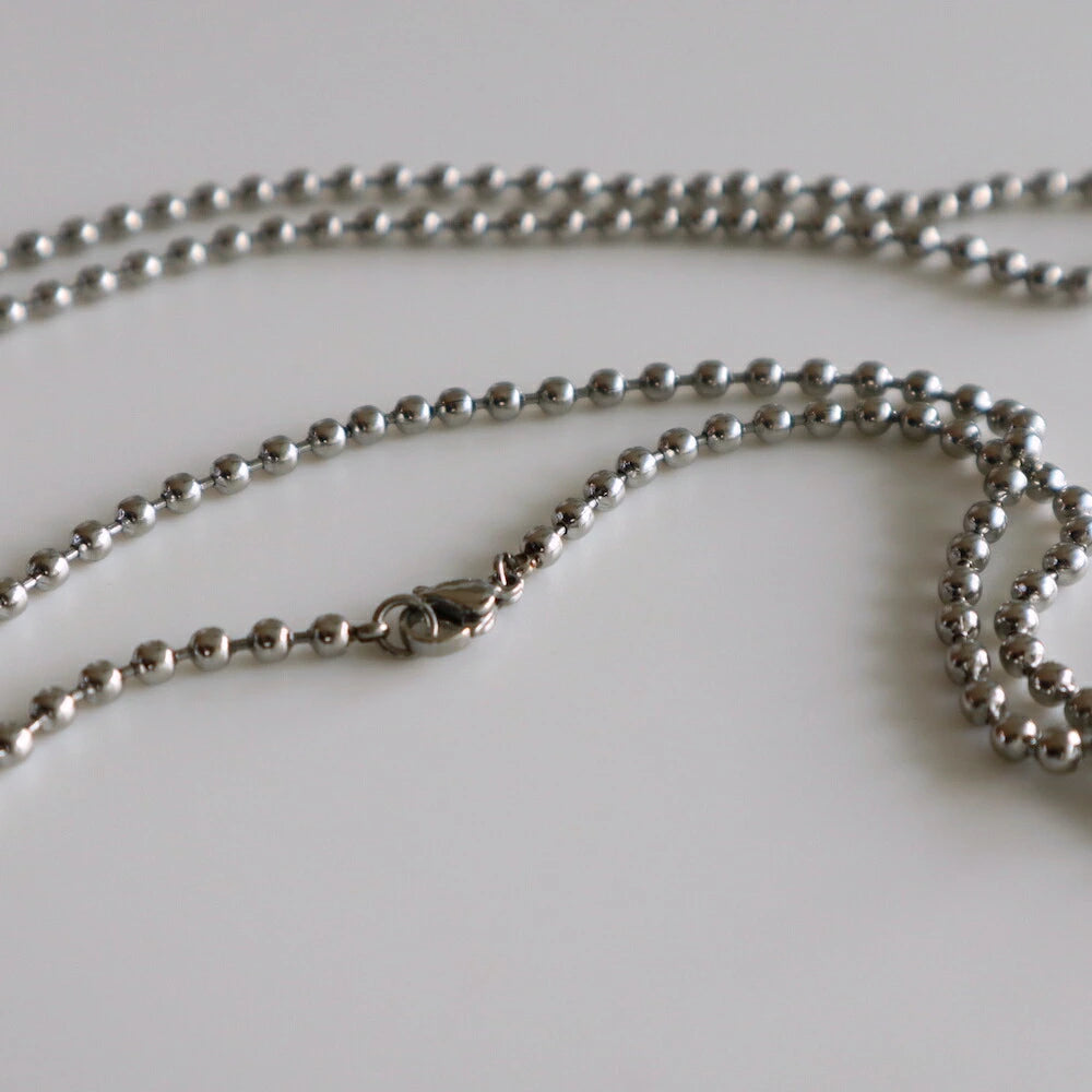 N009  stainless  long ball chain necklace