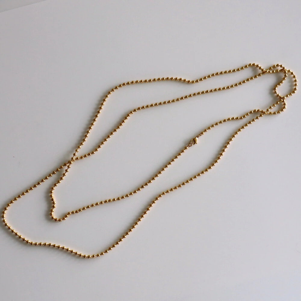N009  stainless  long ball chain necklace