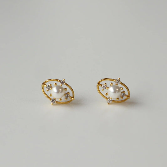 P025  silver925 zircon stone perl pierce
