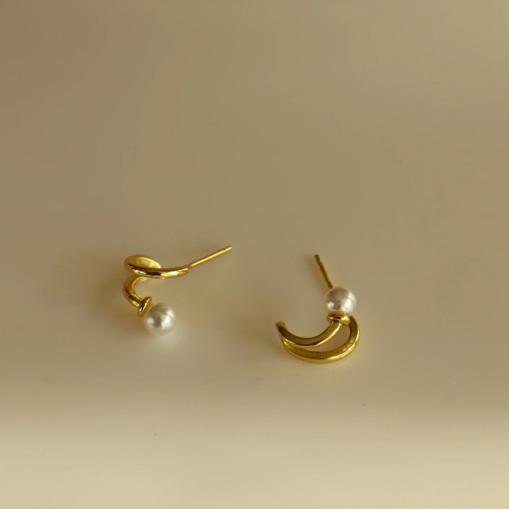 P316  silver925 double line pearl minimum pierce