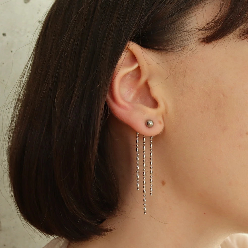 P281  stainless silver chain long pierce