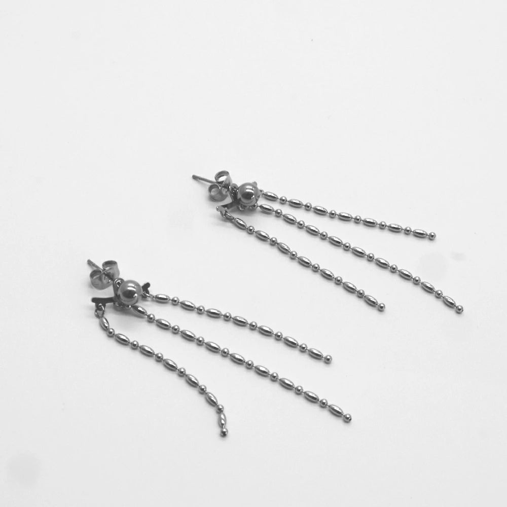 P281  stainless silver chain long pierce