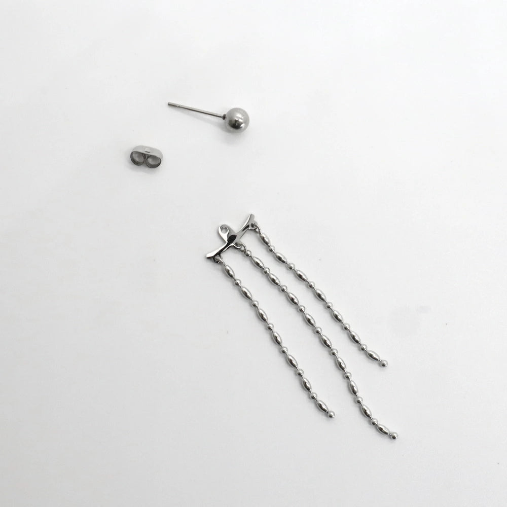 P281  stainless silver chain long pierce