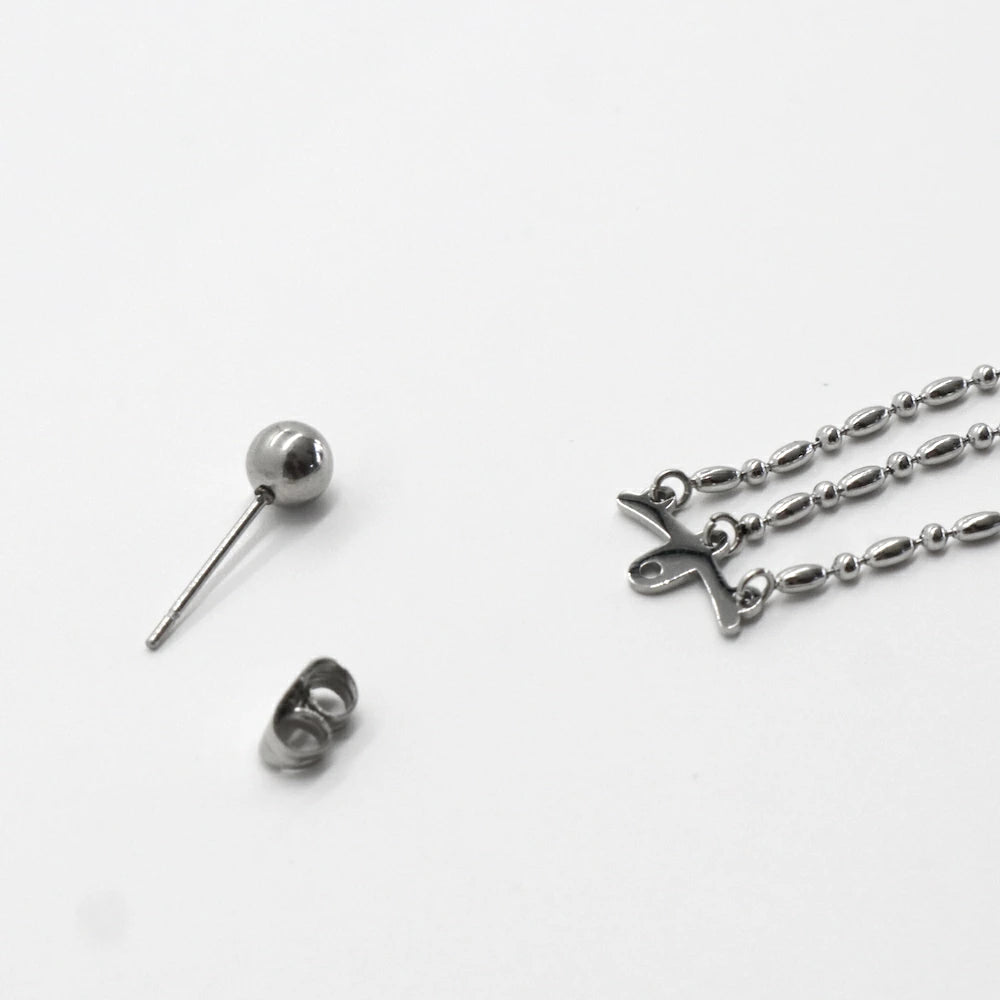 P281  stainless silver chain long pierce