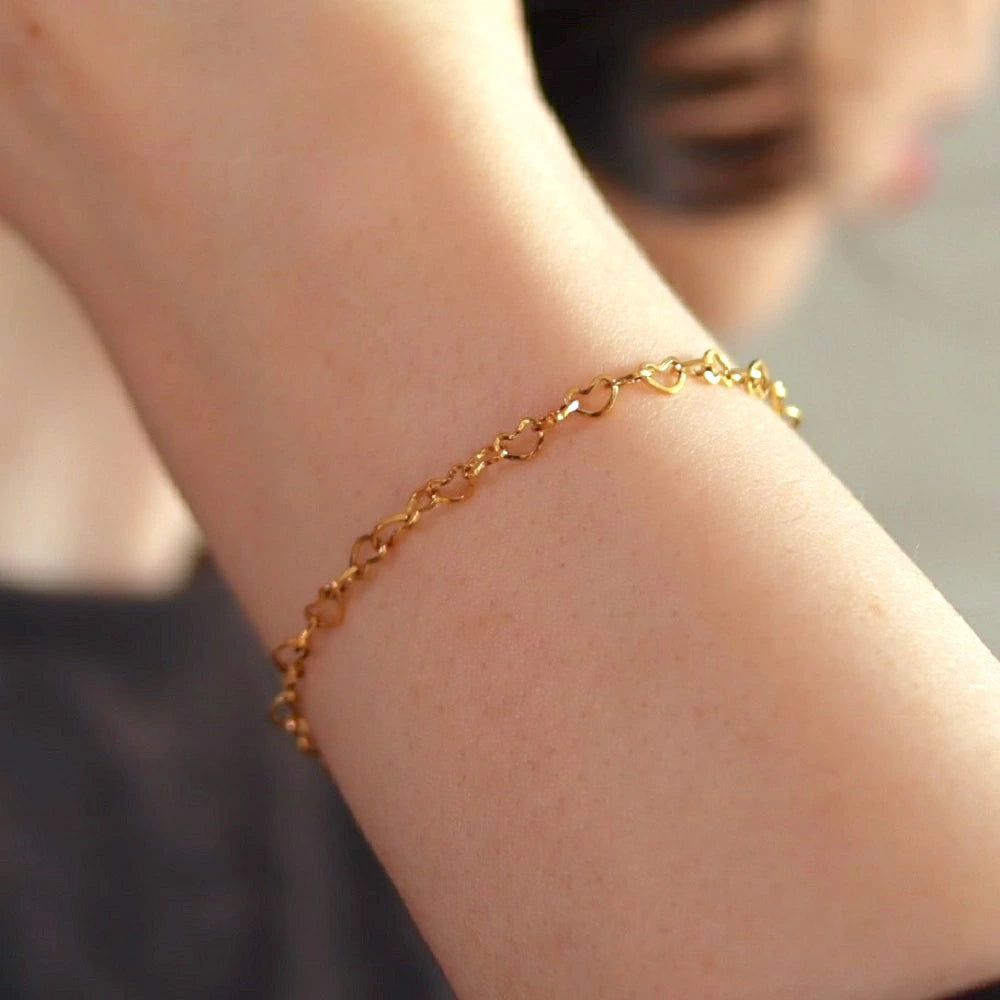 N032 stainless heart chain adjustfree bracelet