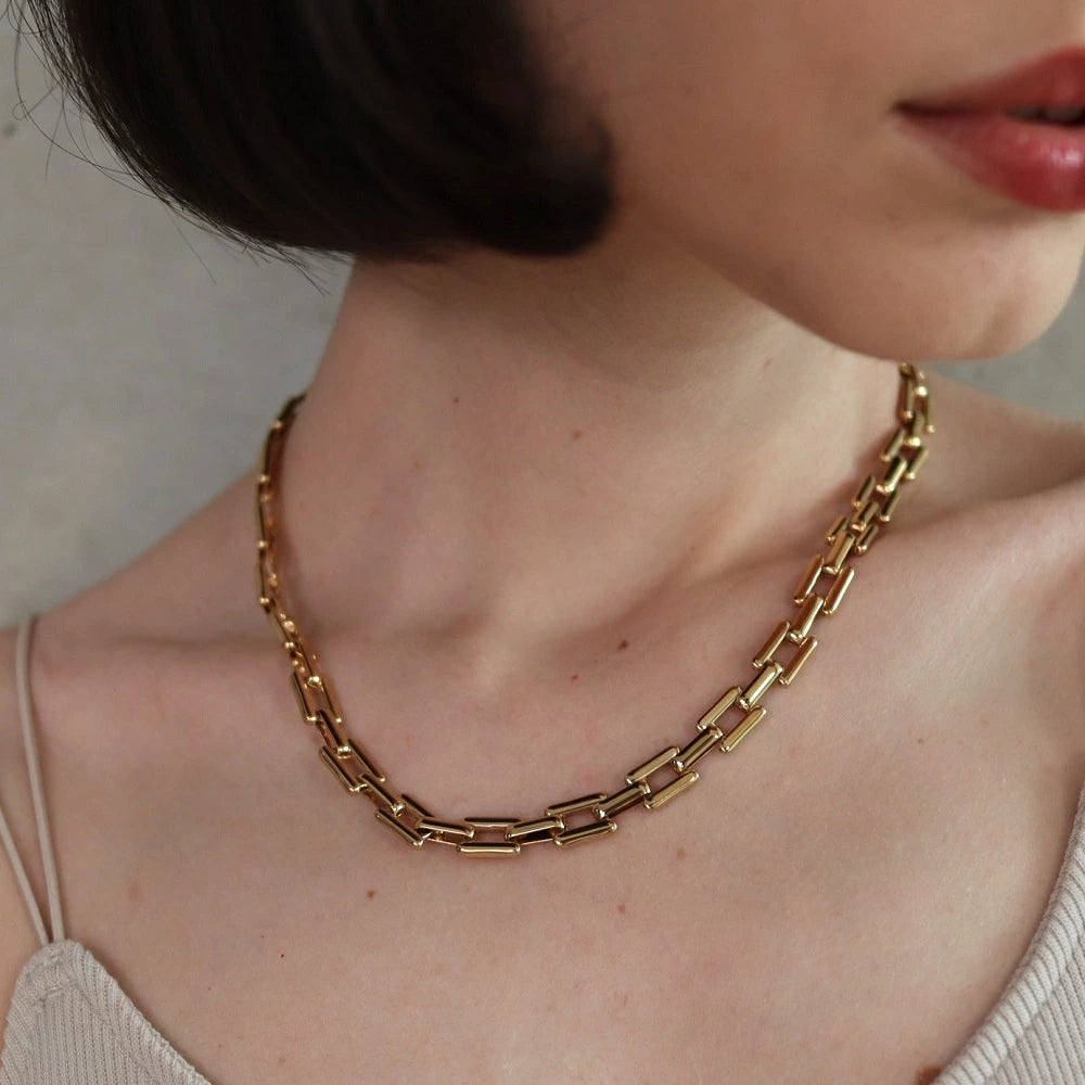 N073  stainless chain oversized necklace