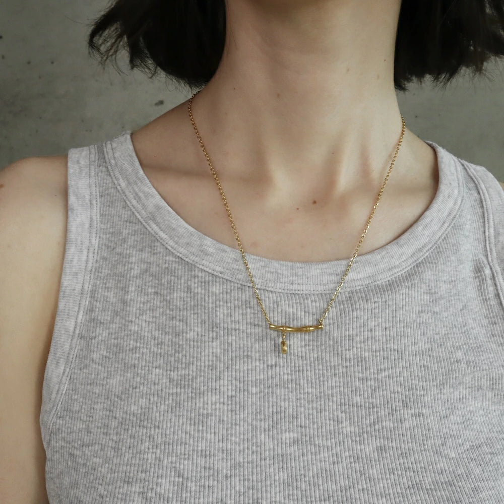 N124  stainless bamboo necklace