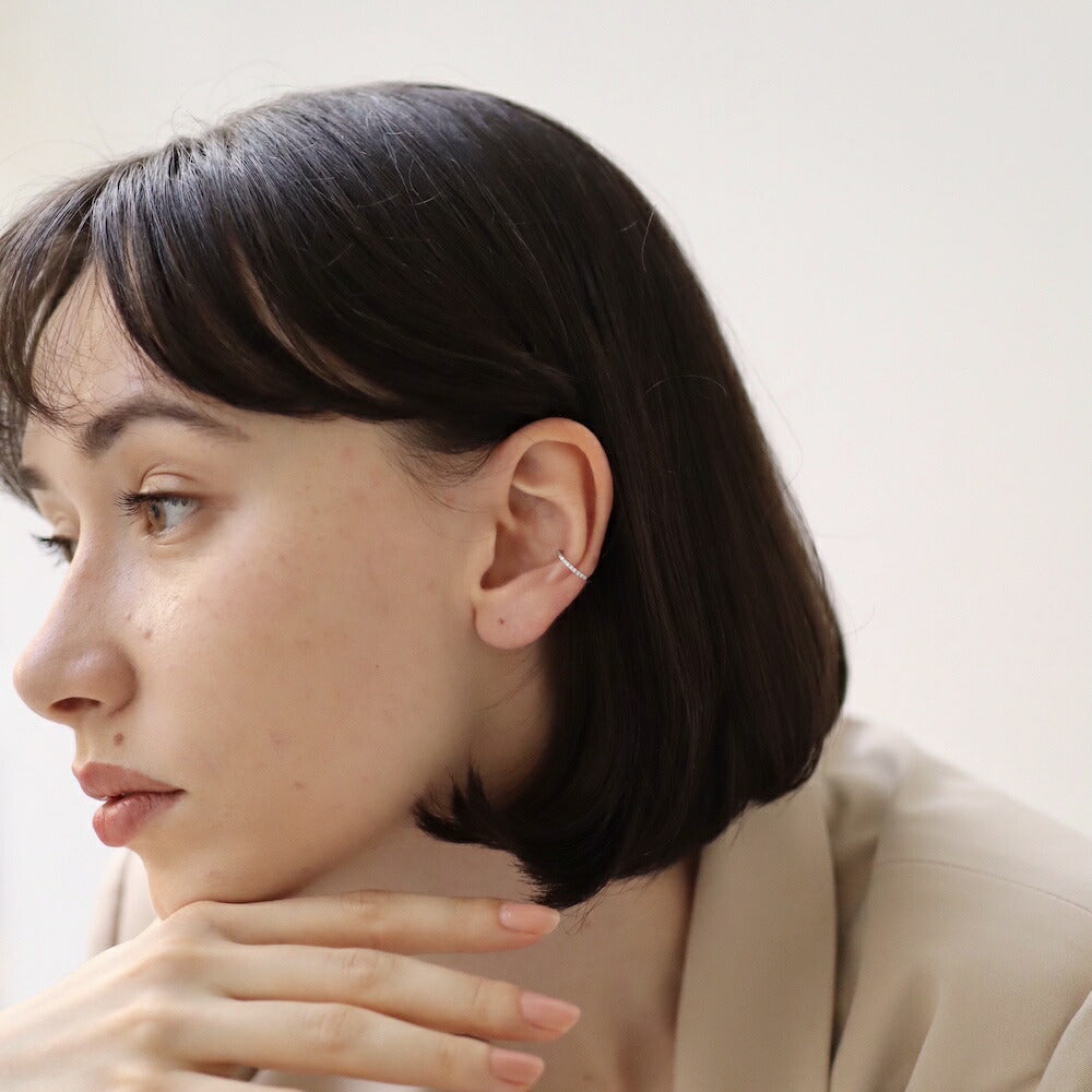 C124イヤーカフイヤーカフスリム華奢女性レディース人気高純度シルバーイヤカフsilver925シンプル片耳ギフトプレゼントオフィスフリーサイズajiro