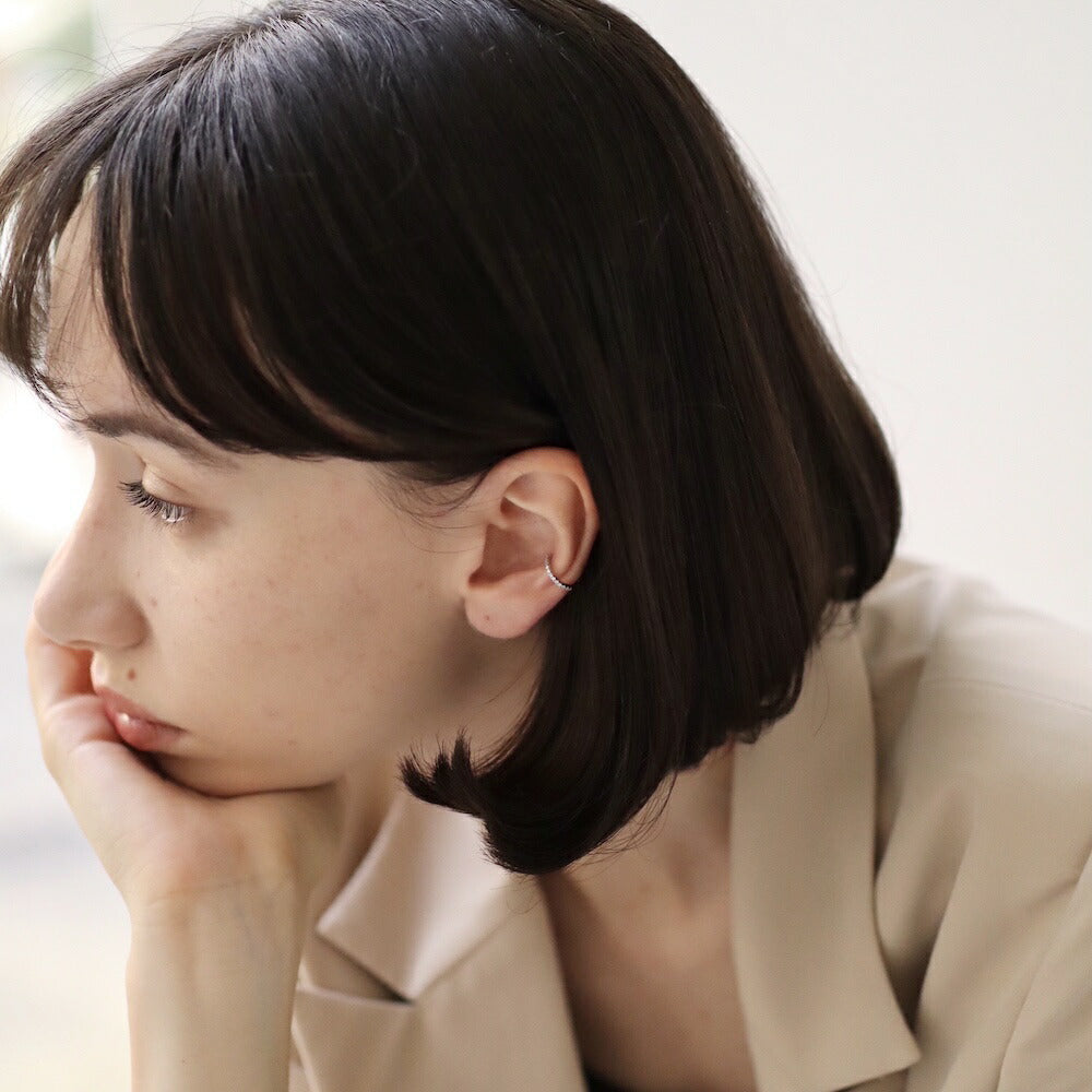 C124イヤーカフイヤーカフスリム華奢女性レディース人気高純度シルバーイヤカフsilver925シンプル片耳ギフトプレゼントオフィスフリーサイズajiro