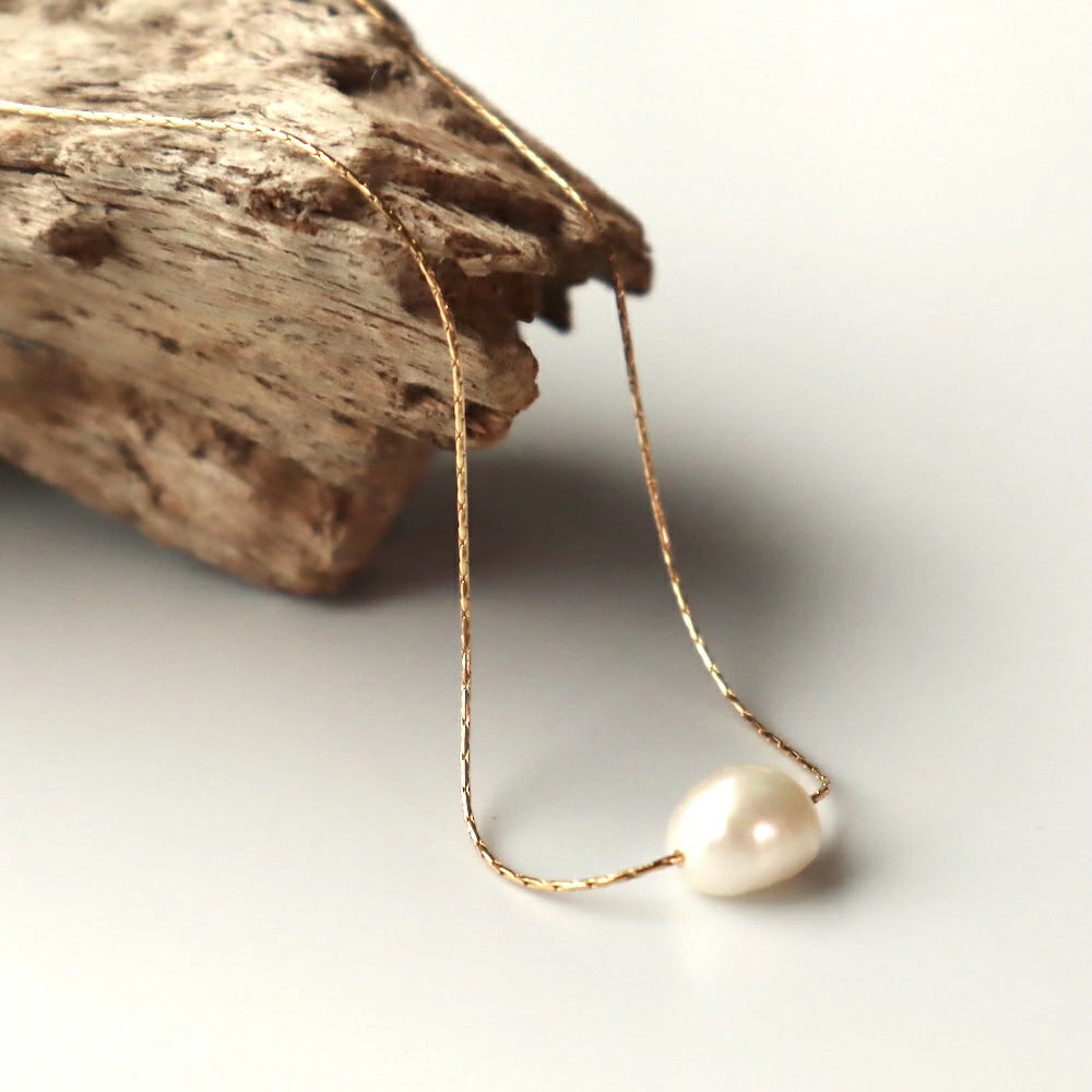 N142  stainless pearl necklace