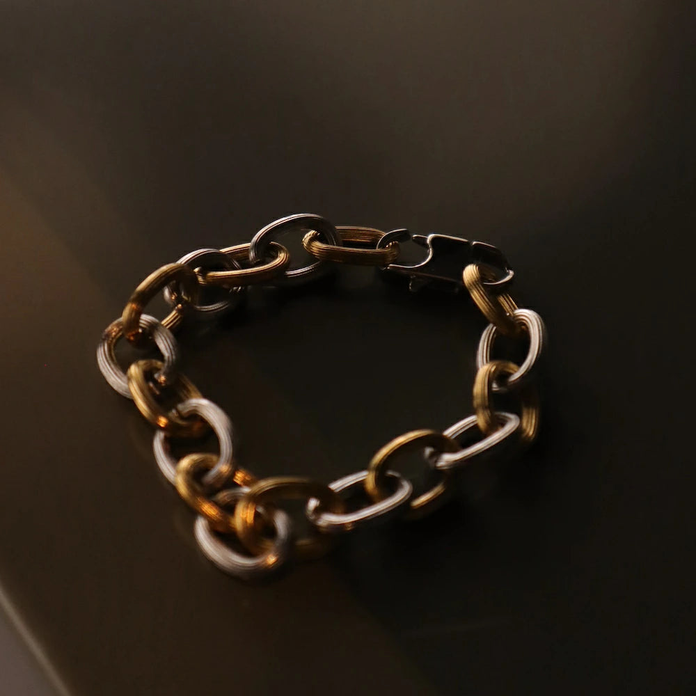 N194  stainless bi-color chain bracelet
