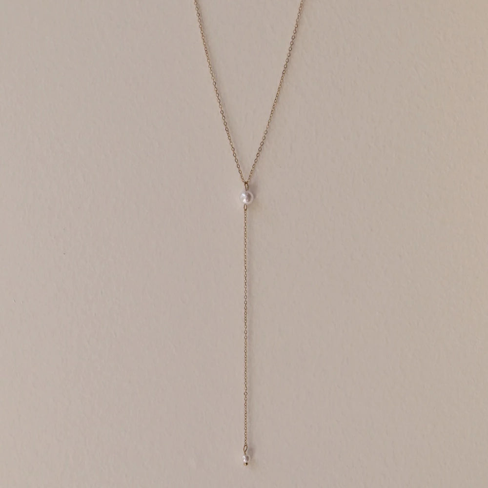 N198 stainless drop pearl delicate necklace