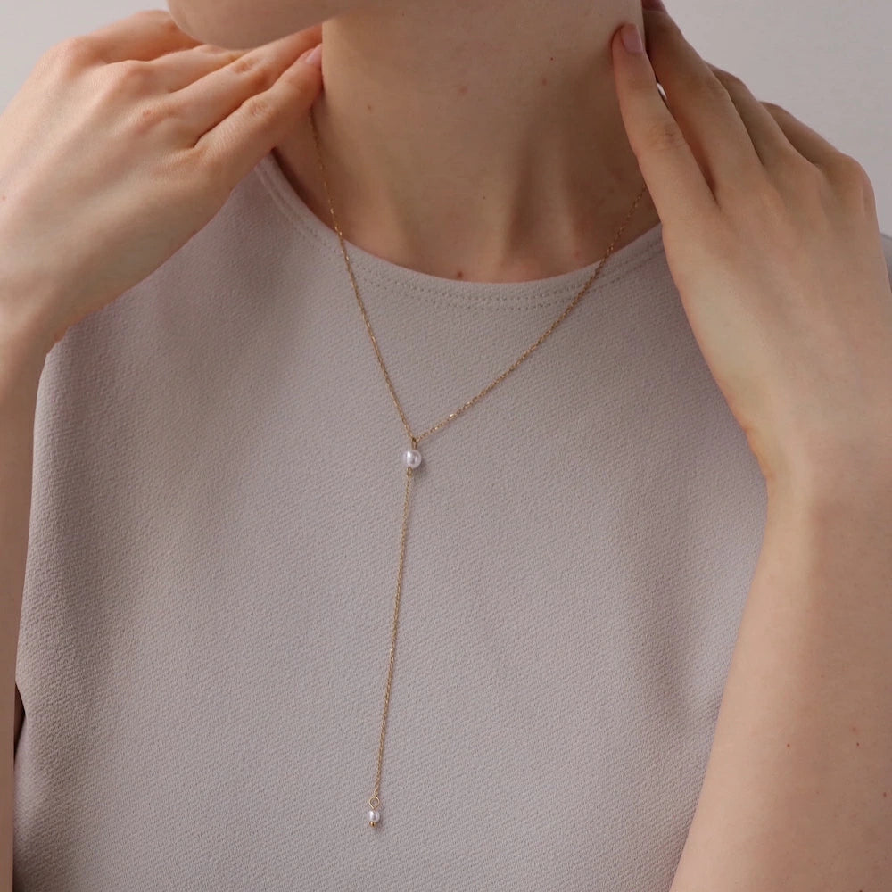 N198 stainless drop pearl delicate necklace