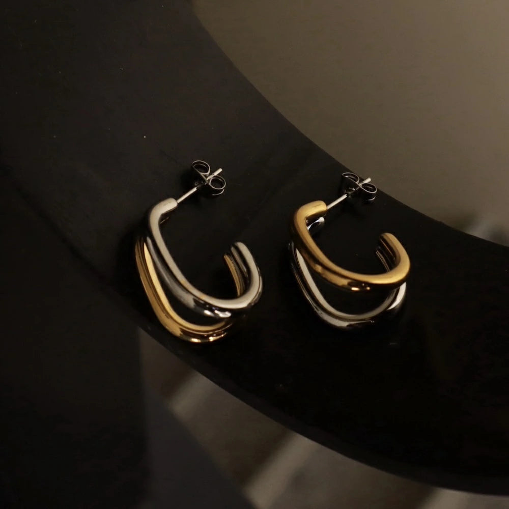 P406  stainless bi-color metal hoop pierce