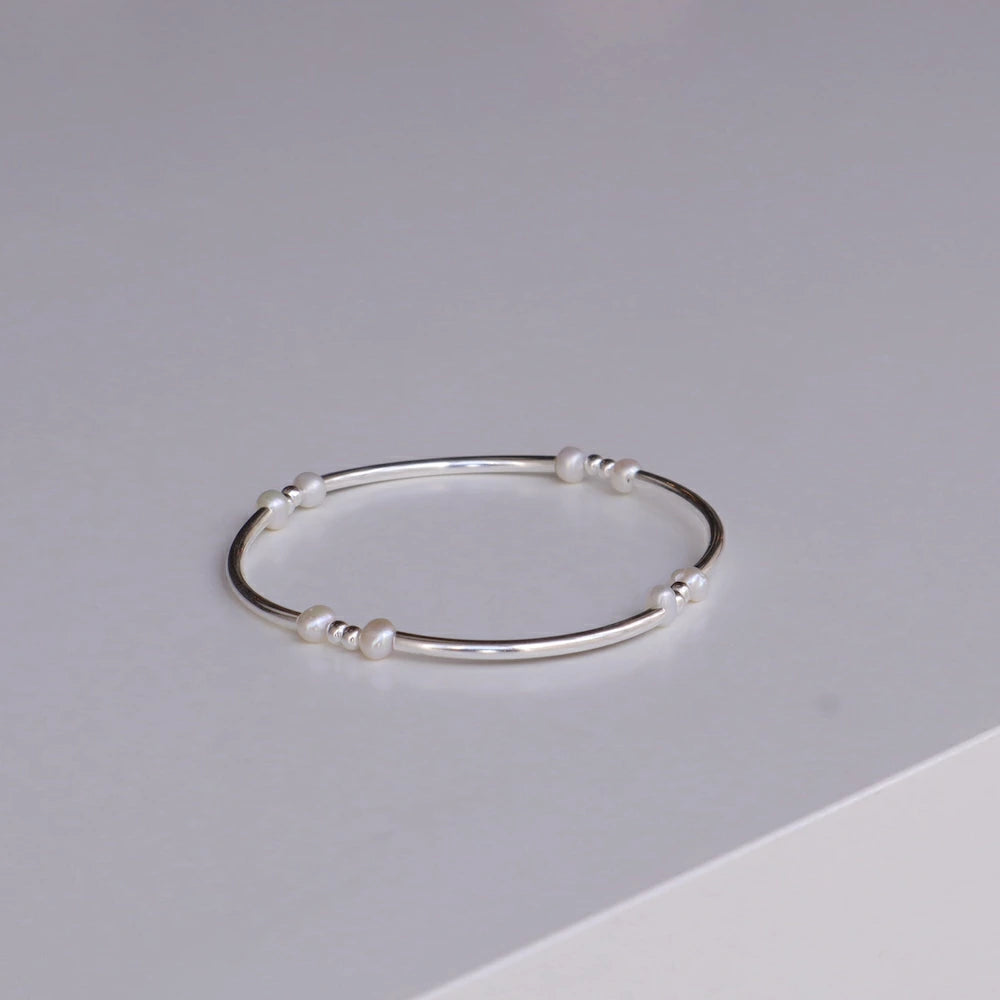 N027 silver925 pearl tube bracelet