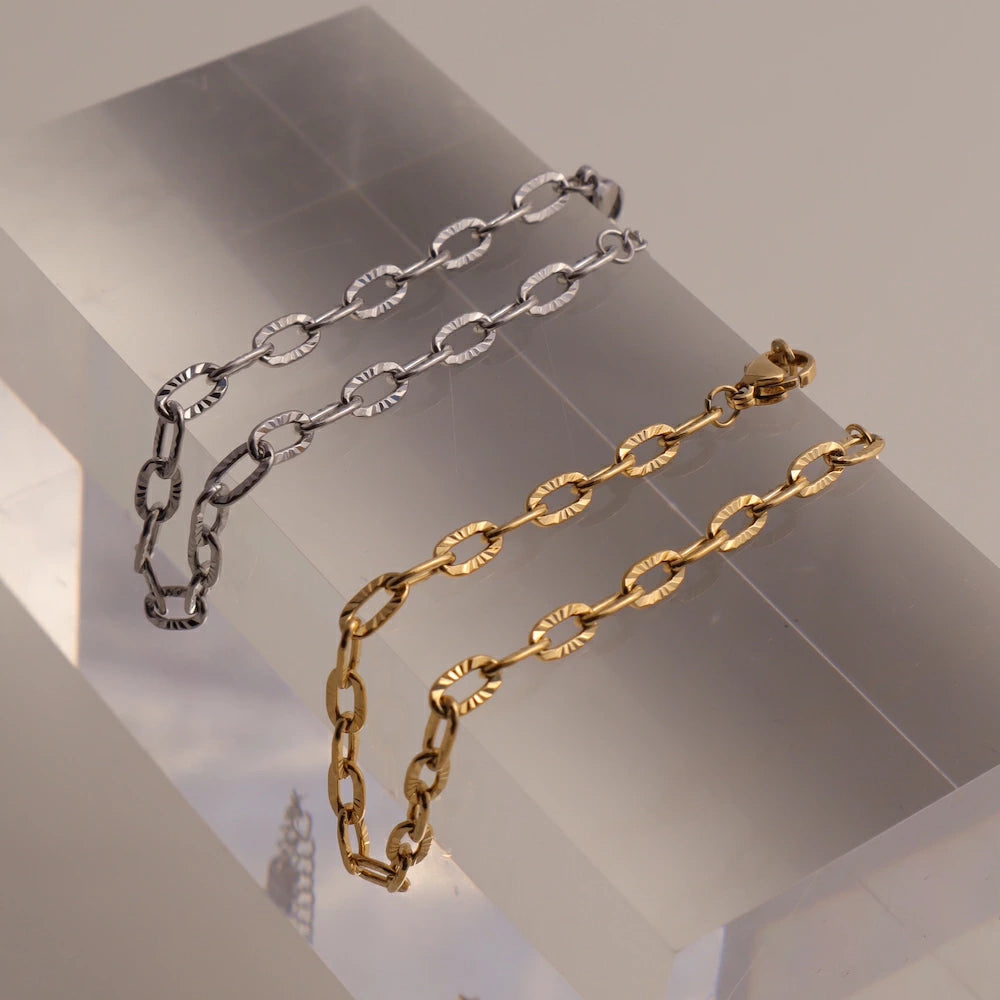 N219  stainless oval chain bracelet