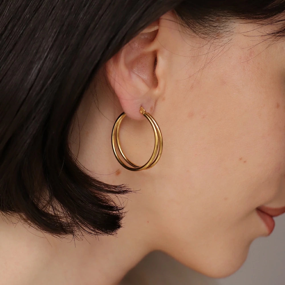 P359  stainless double line hoop pierce