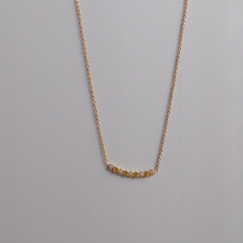 N223  stainless honeycomb line necklace
