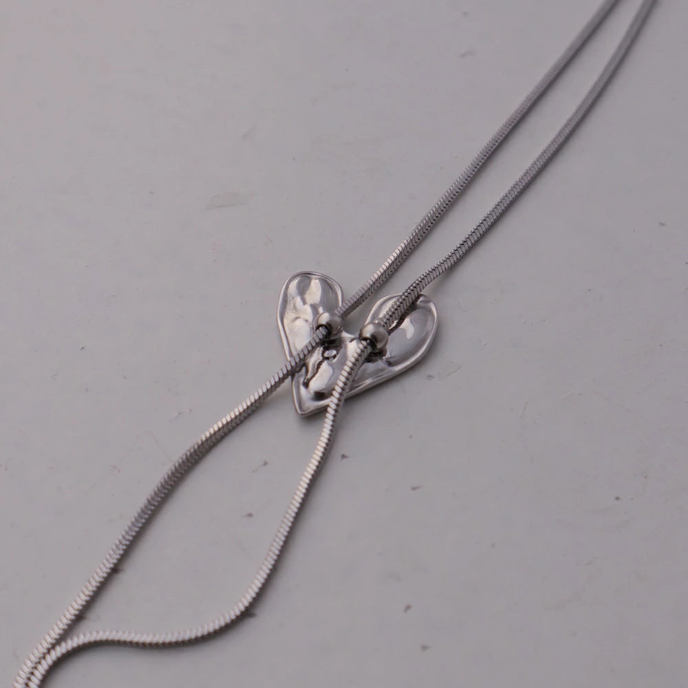 N224  stainless vintage like heart necklace