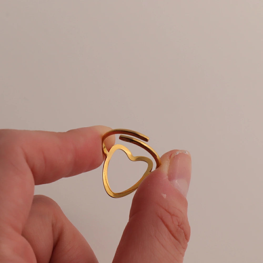 R069  stainless sizefree heart ring