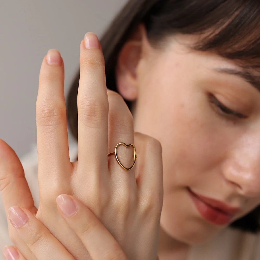 R069  stainless sizefree heart ring