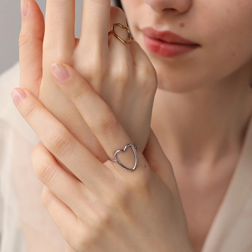 R069  stainless sizefree heart ring