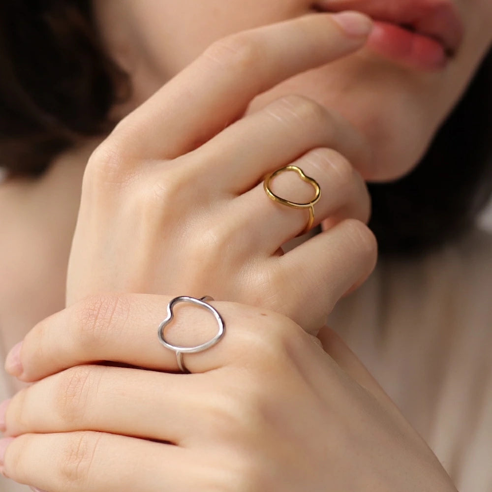 R069  stainless sizefree heart ring