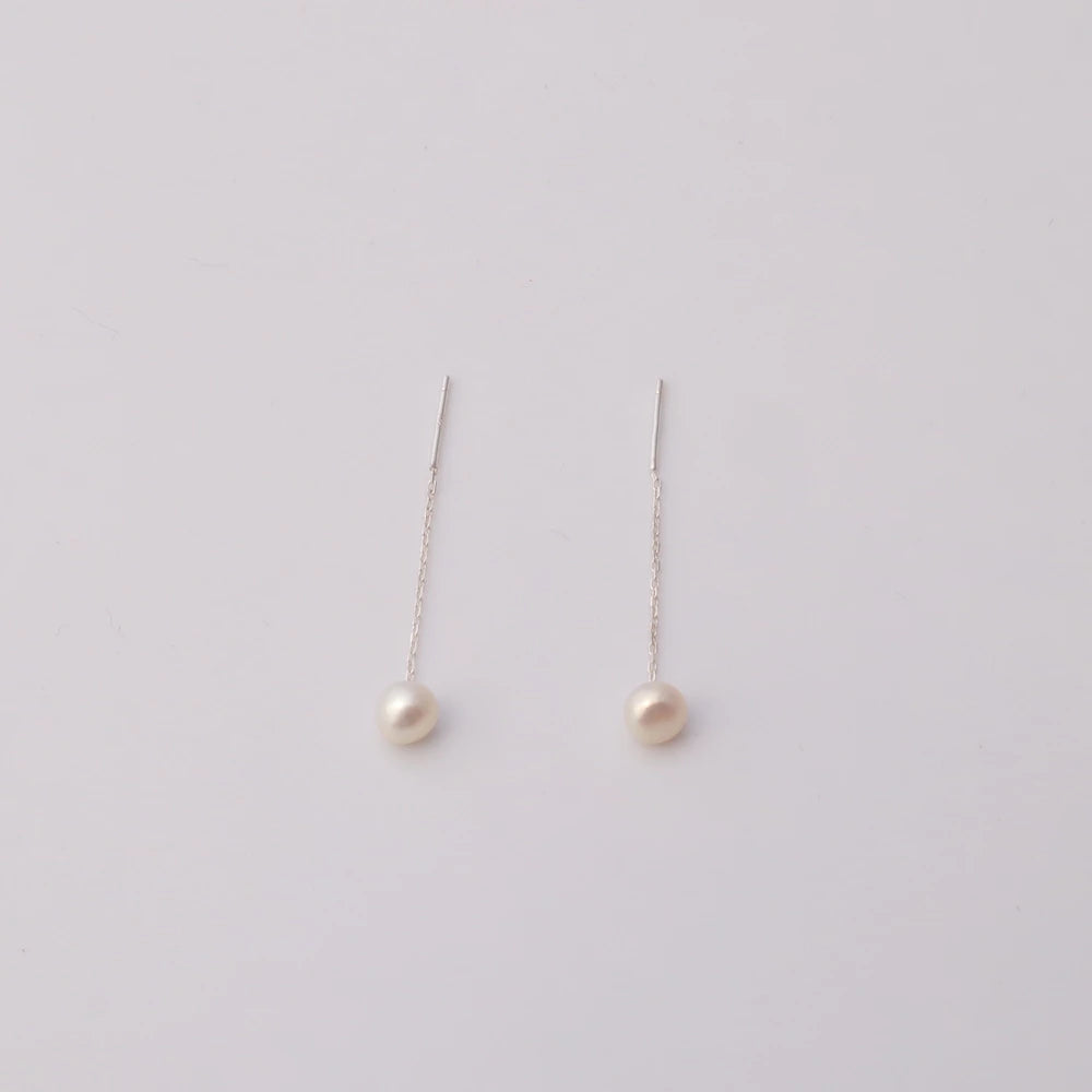 P431  silver925 pearl drop American pierce