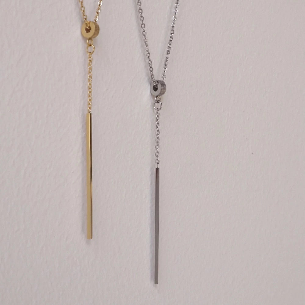 N228  stainless stick charm necklace