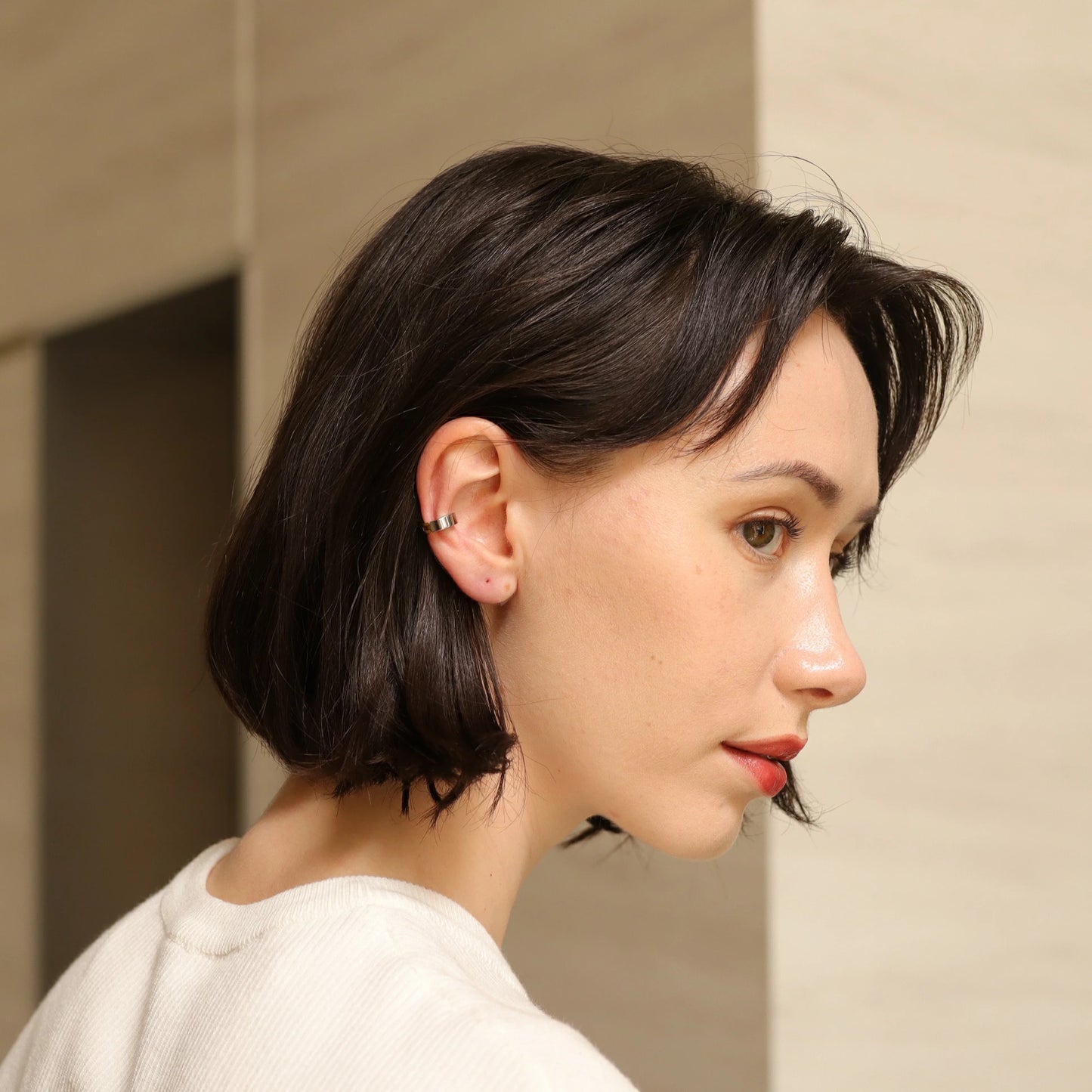 C040  stainless bi-color simple ear cuff