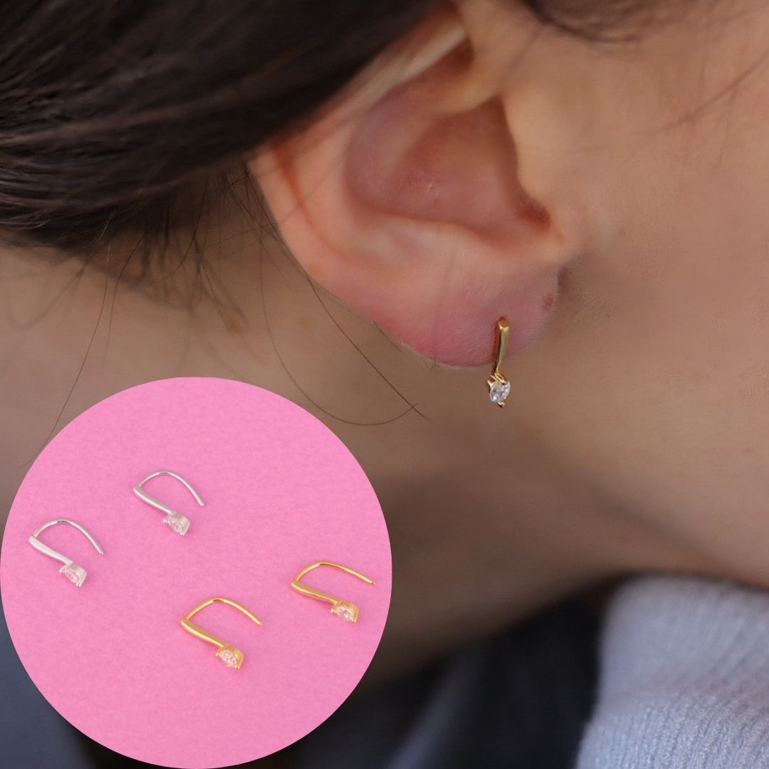 p459 silver925 zirconia minimum hook pierce