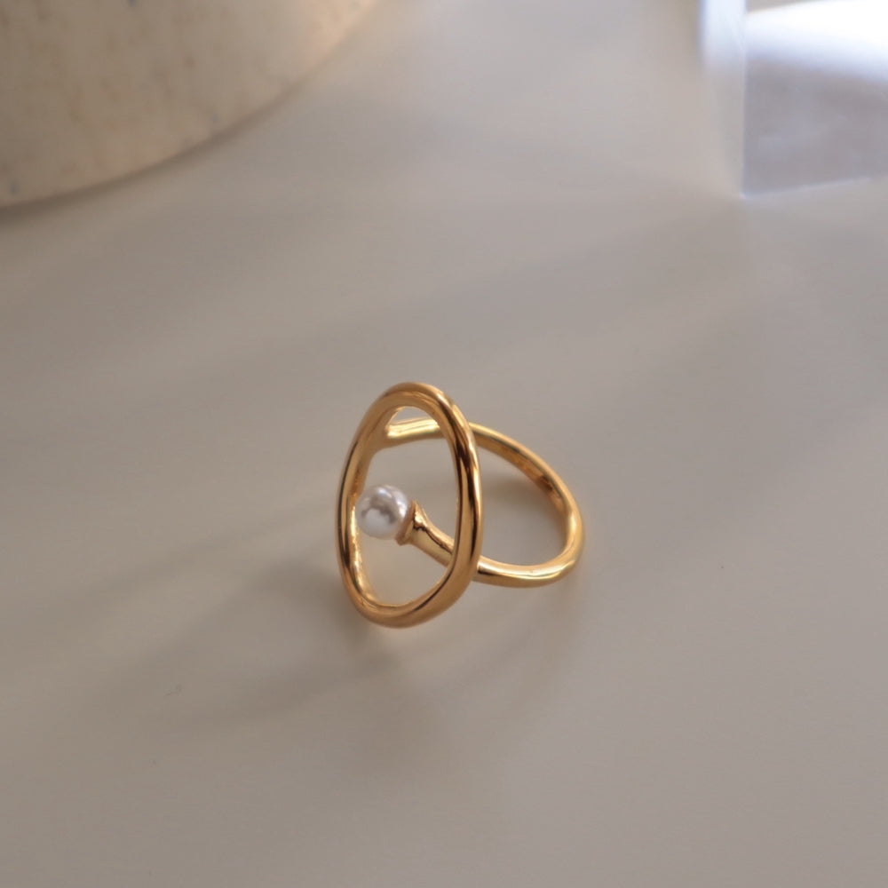 R052  stainless oval perl ring