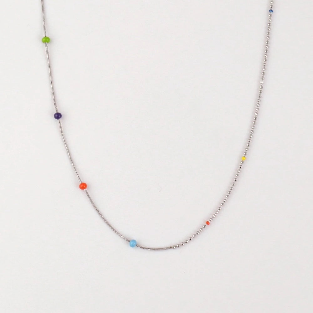 N232 stainless colorful TSUBU-TUBU necklace