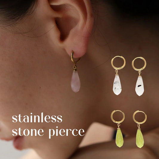 P013  stainless color stone drop pierce