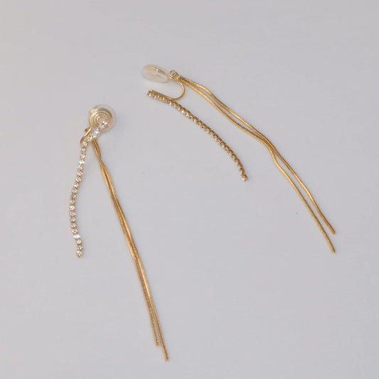 P446  long zirconia chain earring