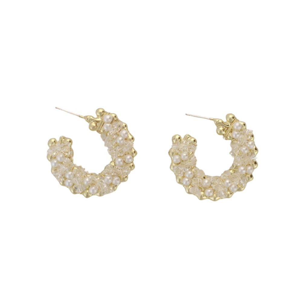 P442  pearl beads hoop pierce