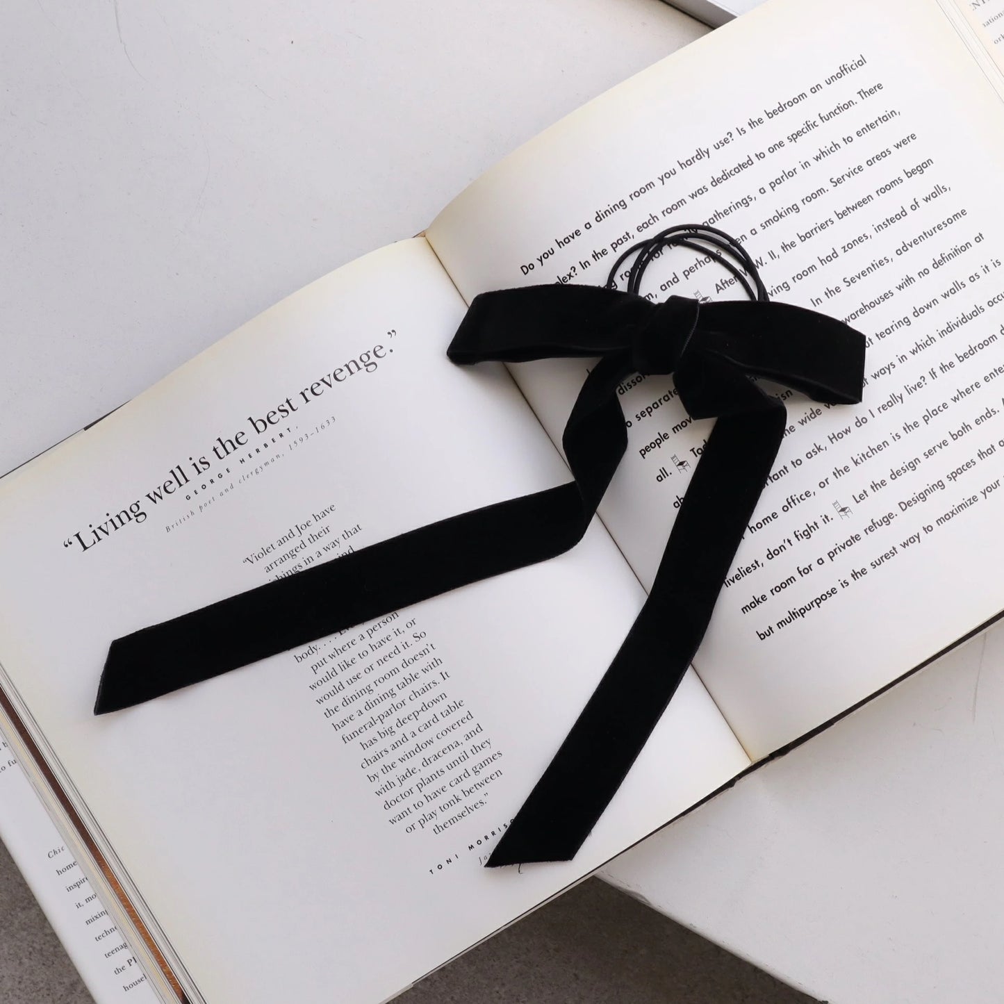 H014  oversized velor ribbon hair tie