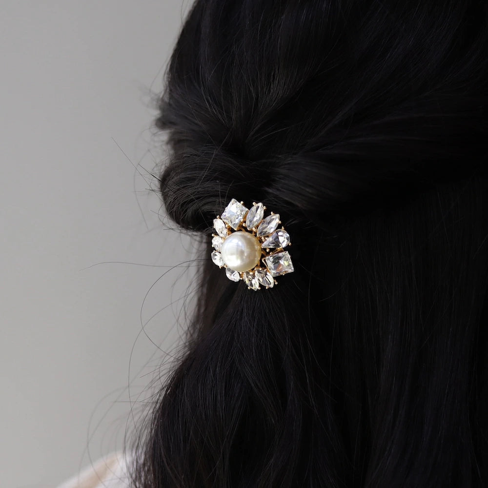 H018  pearl bijou flower hair tie