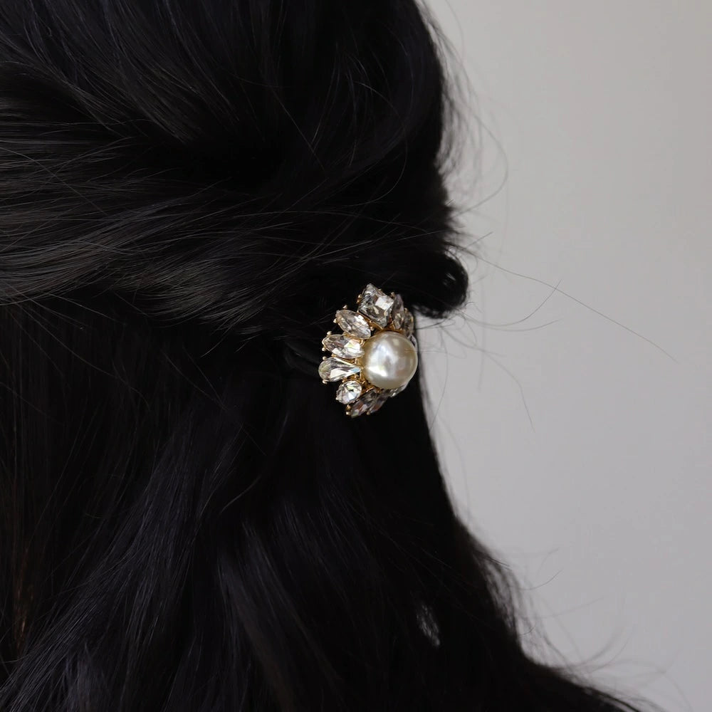 H018  pearl bijou flower hair tie