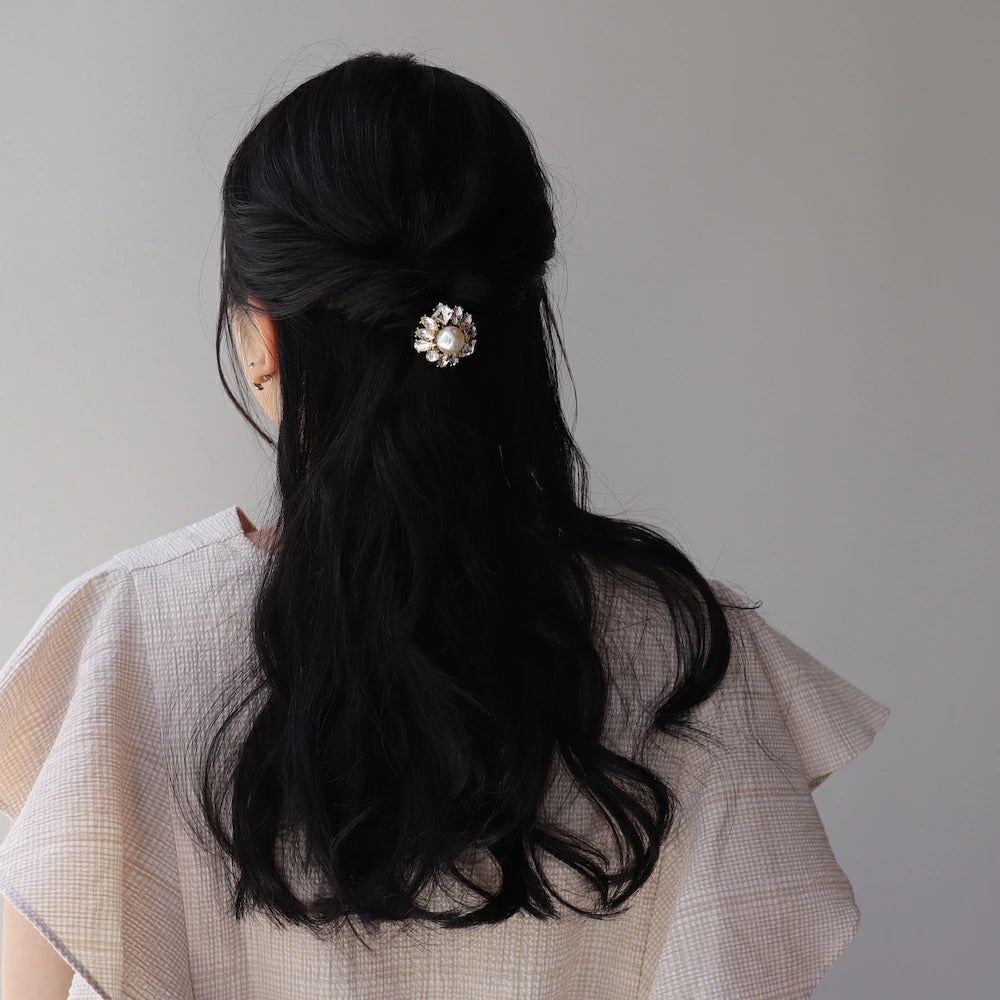 H018  pearl bijou flower hair tie