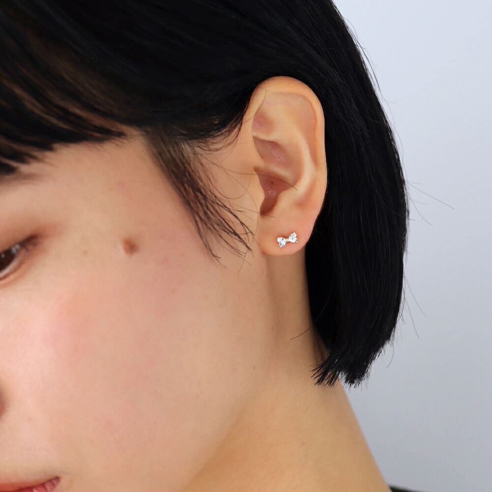 P155ピアスイヤリングsilver925リボンキラキラ華奢デザインゴールドシンプルユニークギフトプレゼントおしゃれオフィスミニピアス女性レディースバリューajiro4rz