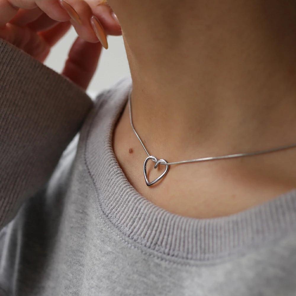 N162 stainless ring heart necklace