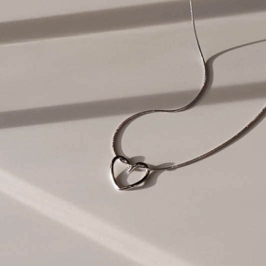 N162 stainless ring heart necklace