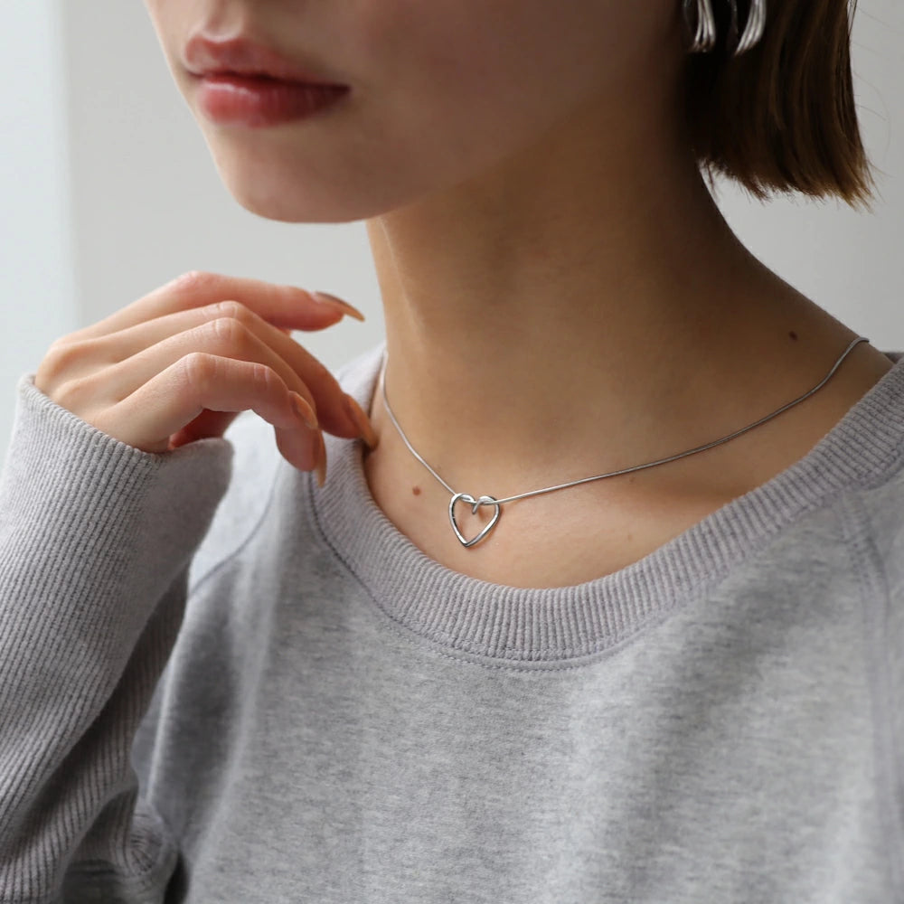 N162 stainless ring heart necklace