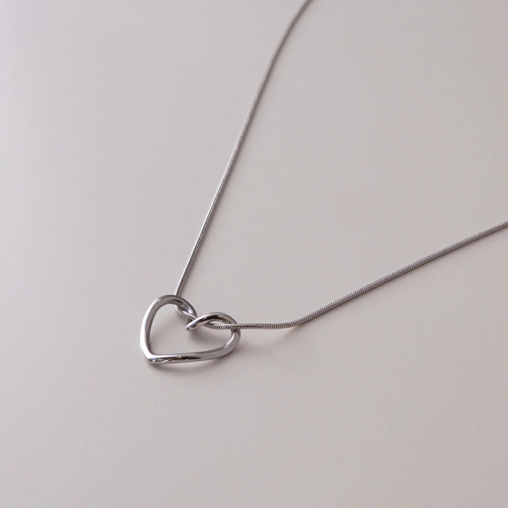 N162 stainless ring heart necklace